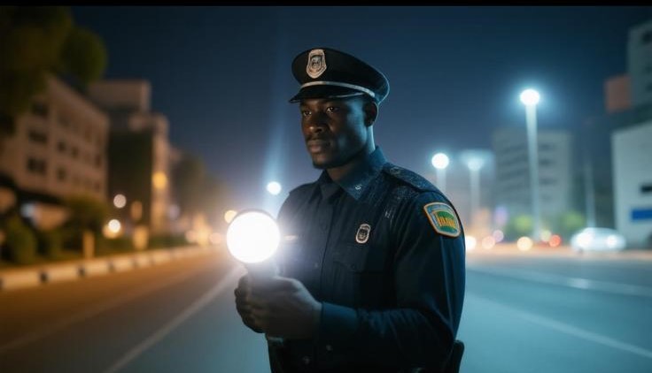 Agent de gardiennage professionnel au Bénin surveillant une résidence